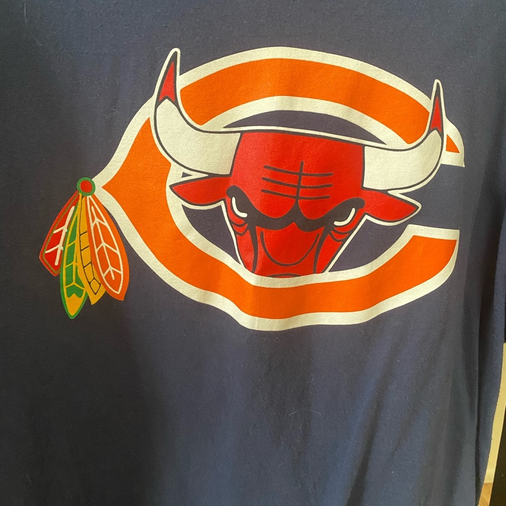 CHICAGO Sports Teams UNISEX Shirt BULLS 🏀BEARS 🏈BLACKHAWKS 🏒 NBA-NFL-NHL